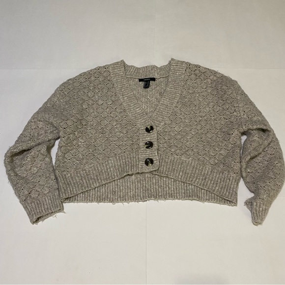 54. Forever 21 Gray V-Neck Sweater - Picture 1 of 7